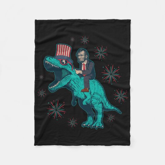 Abraham Lincoln T Rex dinosaurus 4 juli Amerika Fleece Deken (Voorkant)