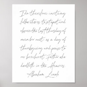 Abraham Lincoln Thanksgiving Dag Poster