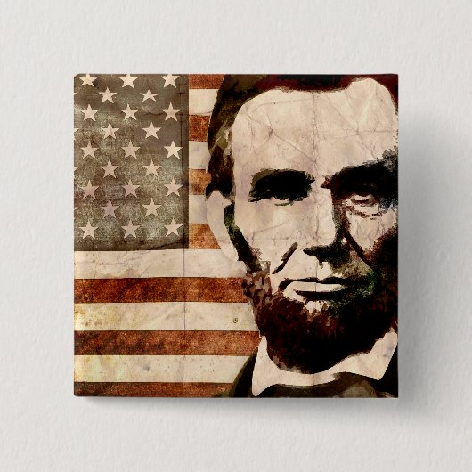 Abraham Lincoln Vierkante Button 5,1 Cm (Voorkant)
