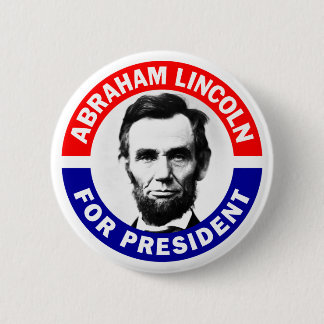 Abraham Lincoln voor President Ronde Button 5,7 Cm