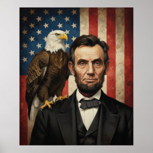Abraham Lincoln Witte Adelaar Patriottische Vintag Poster