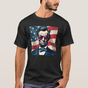 Abraham Lincoln Zonnebril Amerikaanse vlag T-shirt