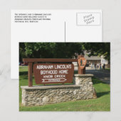 Abraham Lincoln's Boyhood Home Sign, Knob Hill, KY Briefkaart (Voorkant / Achterkant)