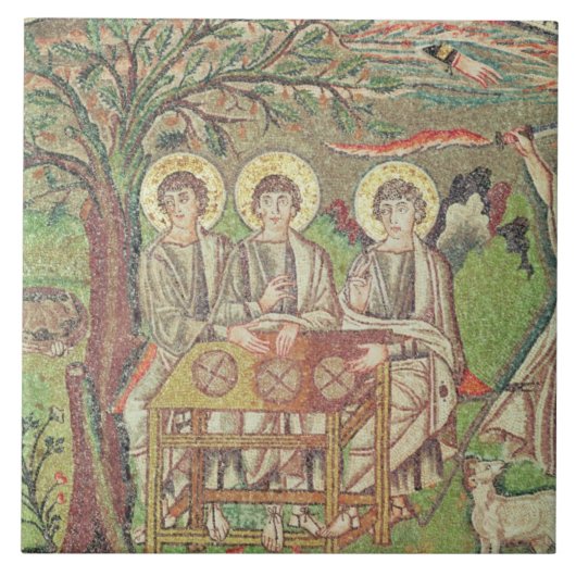 Abraham met engelen (mozaïek) tegeltje (Voorkant)
