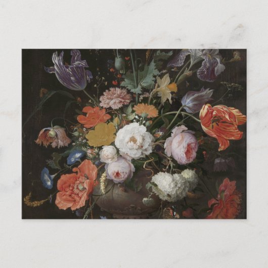 Abraham Mignon - still met bloemen en een Wat Briefkaart (Voorkant)