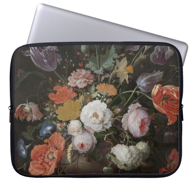 Abraham Mignon - still met bloemen en een Wat Laptop Sleeve (Voorkant)
