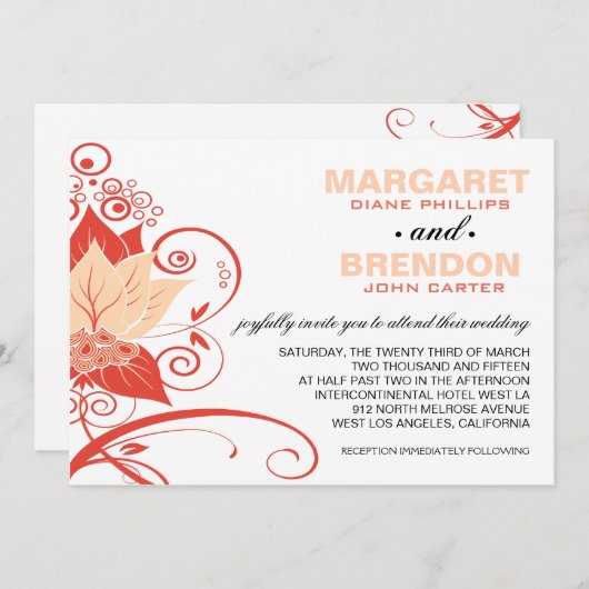 Abraxas Abstract Floral | perzikkoraal Kaart (Voorkant / Achterkant)