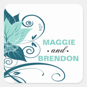 Abraxas Abstracte Bloemengunst Aqua blauwgroen Vierkante Sticker