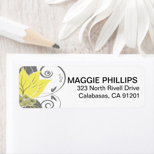 Abraxas Abstracte Floral | gele houtskool Etiket (Insitu)