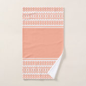 Abricot Gras et Motif Rayé Abstrait Blanc (Serviette à main)
