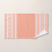 Abricot Gras et Motif Rayé Abstrait Blanc (Serviette à main)