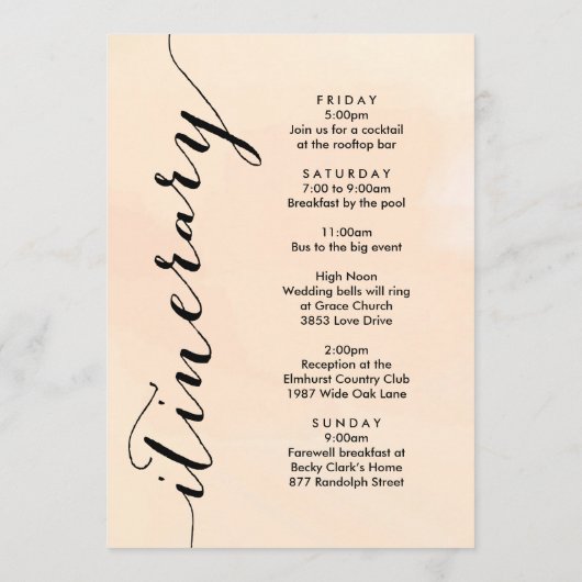 Abrikoos bruiloft welkomstbrief & routebeschrijvin programma (Achterkant)