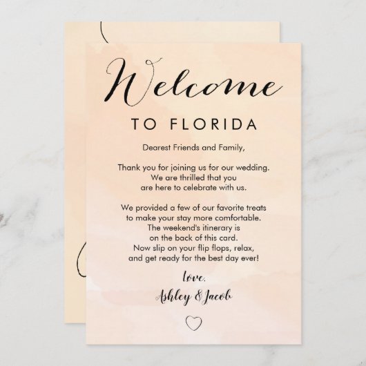 Abrikoos bruiloft welkomstbrief & routebeschrijvin programma (Voorkant / Achterkant)