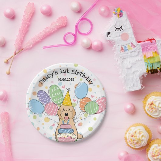 Abrikoos Cockapoo Cavapoo Hond Verjaardag Papieren Bordje (Feest)