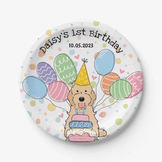 Abrikoos Cockapoo Cavapoo Hond Verjaardag Papieren Bordje (Voorkant)