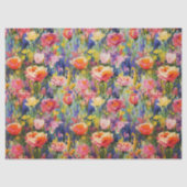 Abrikoos en Paarse bloemmotief Decoupage Tissuepapier (Voorkant)