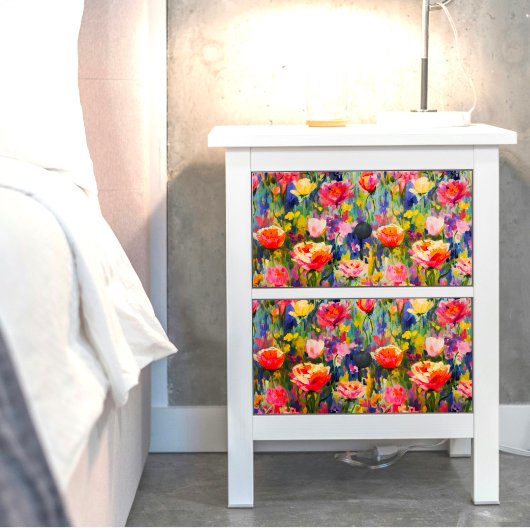 Abrikoos en Paarse bloemmotief Decoupage Tissuepapier