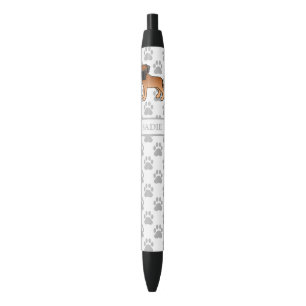 Abrikoos Engelse Mastiff Schattige Cartoon Hond & Zwarte Inkt Pen