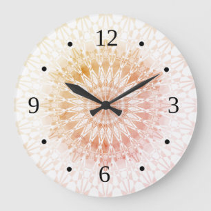 Abrikoos Mandala Geometrisch Grote Klok