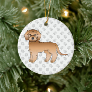 Abrikoos Mini Goldendoodle Cartoon Hond & Tekst Keramisch Ornament
