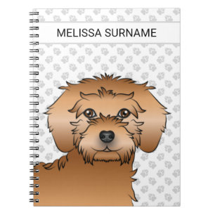 Abrikoos Mini Goldendoodle Cartoon Hond & Tekst Notitieboek