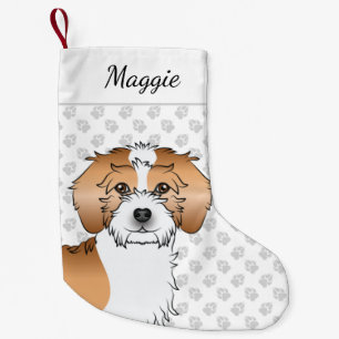 Abrikoos Parti-kleur Mini Goldendoodle Hond & Naam Kleine Kerstsok
