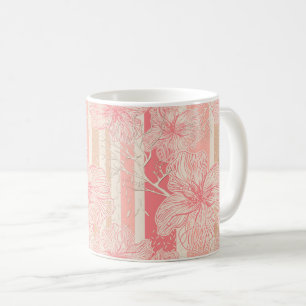 Abrikoos perzik roze bloemgestreepte patroon koffiemok