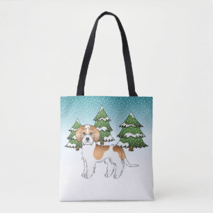 Abrikoos & Witte Mini Goldendoodle Winterbos Draagtas