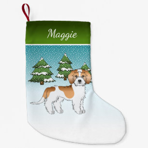 Abrikoos & Witte Mini Goldendoodle Winterbos Kleine Kerstsok