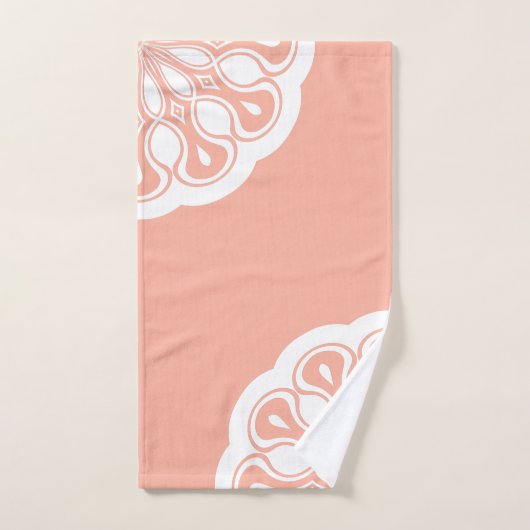 Abrikozen en witte Abstracte Modern Mandala Bad Handdoek (Handdoek)