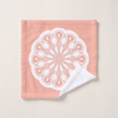 Abrikozen en witte Abstracte Modern Mandala Bad Handdoek (Wasdoekje)