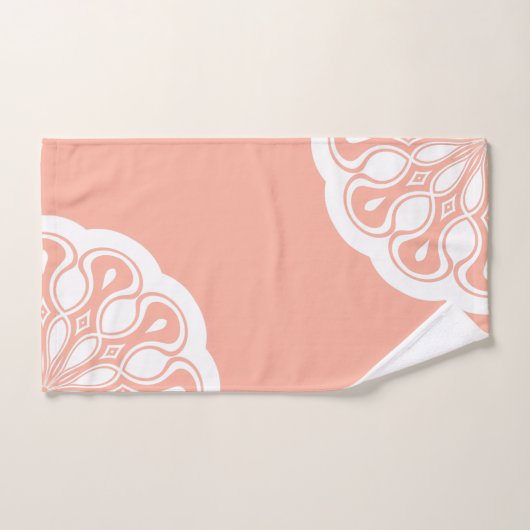 Abrikozen en witte Abstracte Modern Mandala Bad Handdoek (Handdoek)