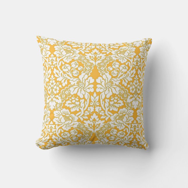 Abrikozen  Floral Damask Lace Pattern Kussen (Voorkant)