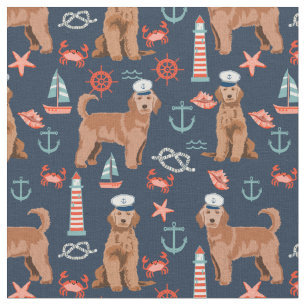Abrikozen Golden Doodle nautische marine Stof