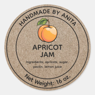 Abrikozen Jam Jelly Jar Label Kraft Papier Stijl