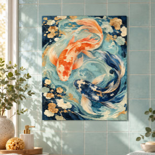 Abrikozen Koi Vijver Kunstprint Poster