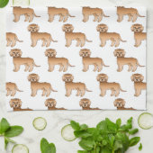 Abrikozen Mini Goldendoodle Cute Cartoon Hond Patr Theedoek (Gevouwen)