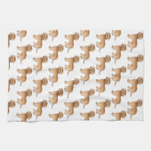 Abrikozen Mini Goldendoodle Cute Cartoon Hond Patr Theedoek (Horizontaal)