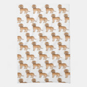 Abrikozen Mini Goldendoodle Cute Cartoon Hond Patr Theedoek (Verticaal)
