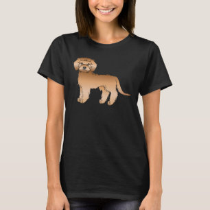 Abrikozen Mini Goldendoodle Schattige Cartoon Hond T-shirt