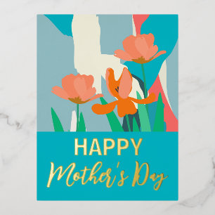 Abrikozen Moderne Floral Happy Moederdag Folie Feestdagen Briefkaart