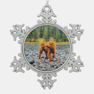 Abrikozen Poodle - Aanpasbare Cadeau Tin Sneeuwvlok Ornament