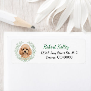 Abrikozen Poodle Hond Eucalyptus Blad Krans Etiket