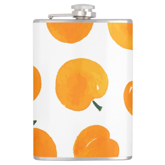 Abrikozen Waterverf Witte Achtergrond Heupfles (Voorkant)