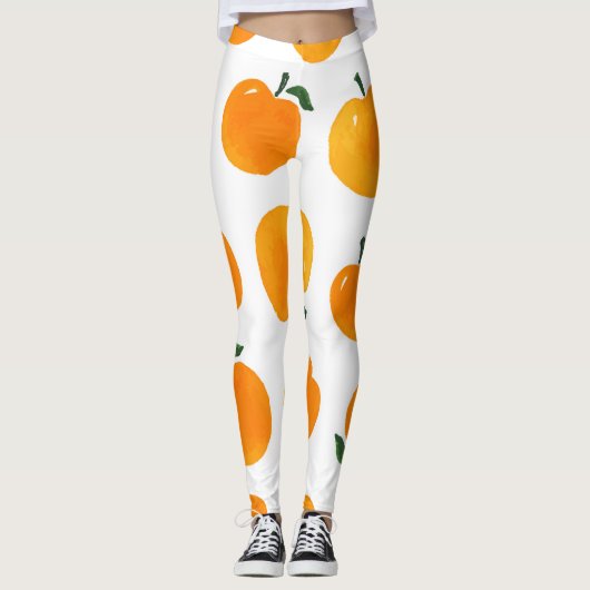 Abrikozen Waterverf Witte Achtergrond Leggings (Voorkant)