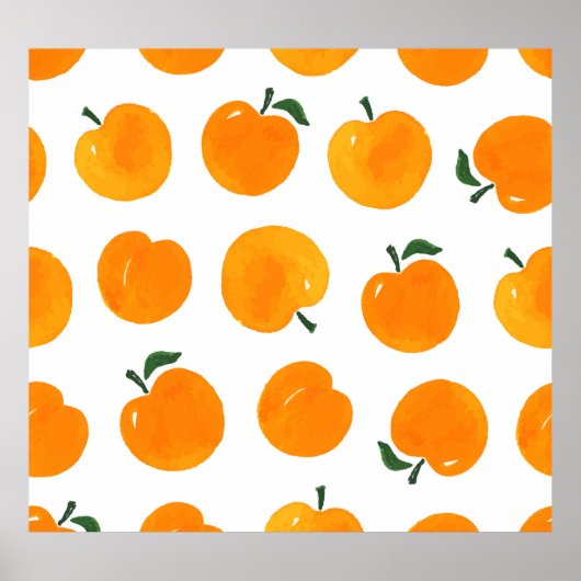 Abrikozen Waterverf Witte Achtergrond  Poster (Voorkant)