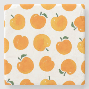 Abrikozen Waterverf Witte Achtergrond  Stenen Onderzetter