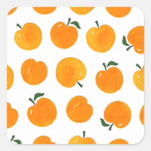 Abrikozen Waterverf Witte Achtergrond Vierkante Sticker