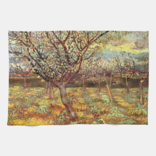 Abrikozenbomen in bloei door Vincent van Gogh Theedoek