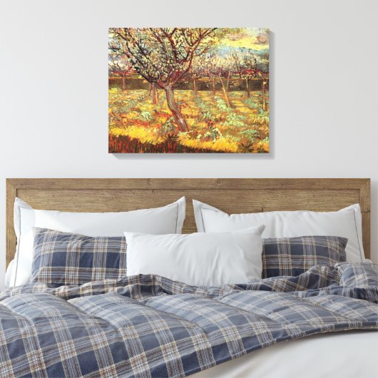 Abrikozenbomen in Blossom, Vincent van Gogh. Canvas Afdruk (Insitu (Slaapkamer))